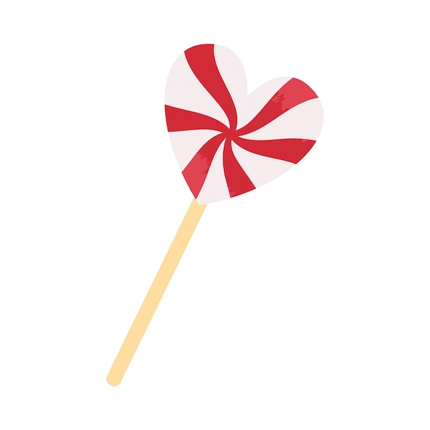 Piruleta en forma de corazón con textura. Día de San Valentín. ilustración vectorial plana