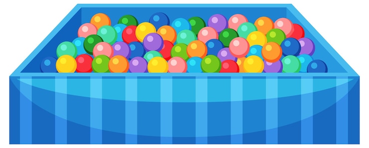 Vector piscina de bolas para niños aislados