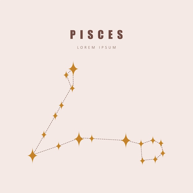 Piscis zodiaco constelación Horóscopo vector ilustración en estilo boho Misterio y esoterismo
