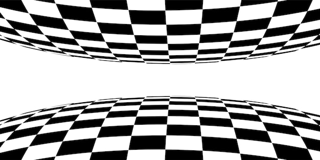 Un piso esférico en perspectiva con una textura de tablero de ajedrez Tableros de ajedrez vacíos Tecnología de doble cuadrícula Ilustración vectorial