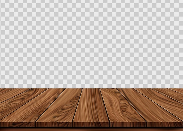 Vector piso de madera o tablero de escritorio fondo transparente.