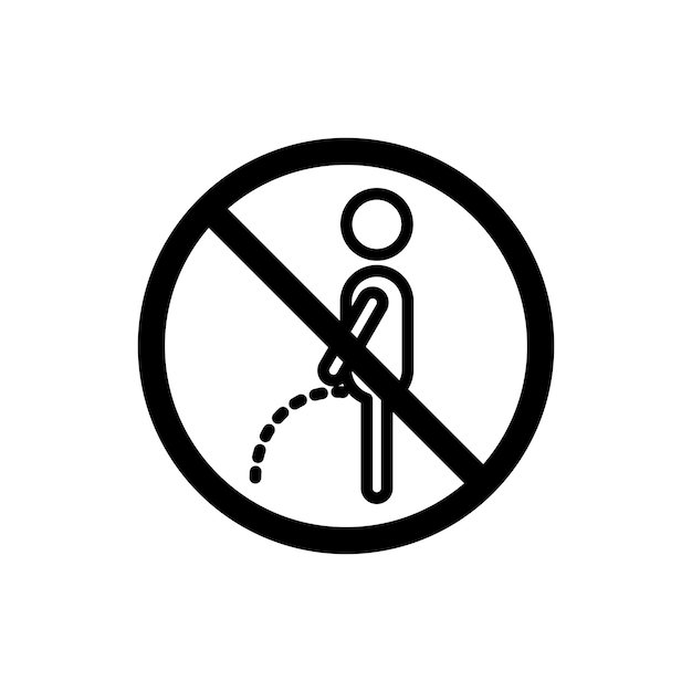 Piss Sign Icon Set Prohibir el baño y la micción Prohibir símbolo vectorial en un estilo negro lleno y delineado Señal de advertencia de uso indebido de lavabo