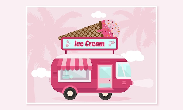 Vector la pista de helados con fondo rosado