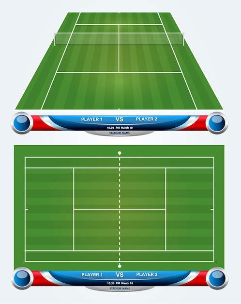 Pista de tenis Las proporciones exactas Ilustración vectorial