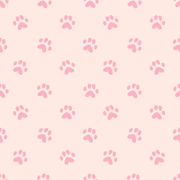 Vector pistas de color rosa animal sobre un fondo beige. fondo animal con patas.