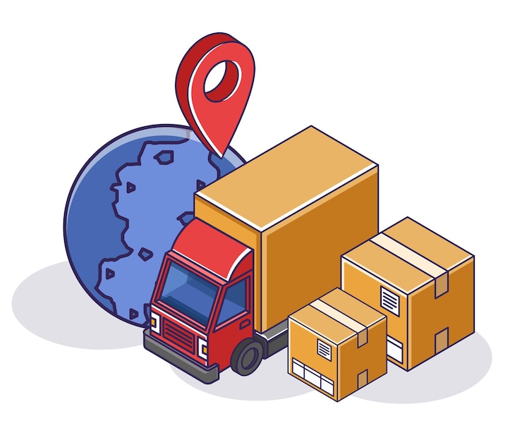 Vector pistas de entrega de paquetes en todo el mundo