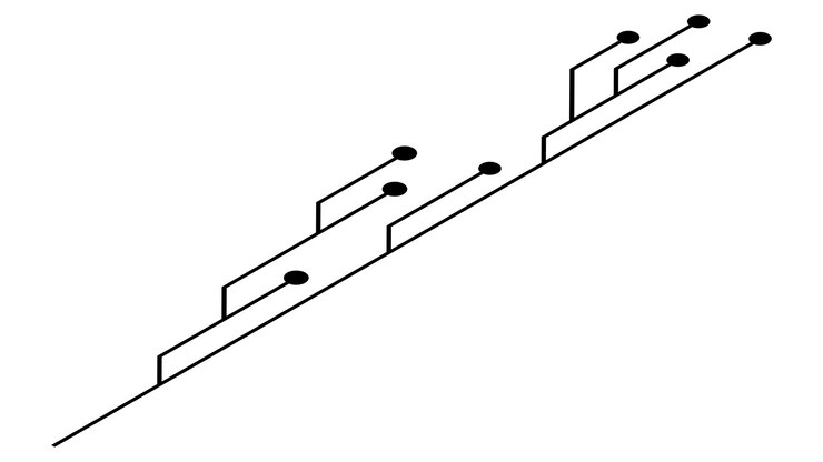 Vector pistas de pcb de placa de circuito impreso isométrica aisladas sobre fondo blanco imágenes prediseñadas técnicas con líneas y puntos en los extremos elemento de diseño vectorial
