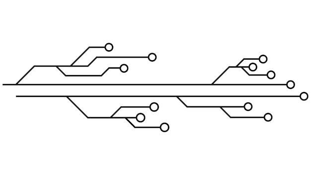 Pistas de placas de circuitos impresos aisladas en fondo blanco Clipart técnico