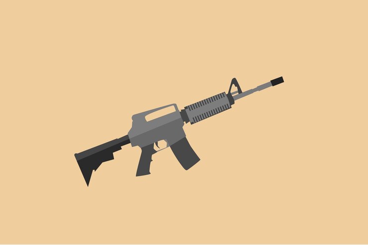 Una pistola automática en la ilustración de la zona de guerra