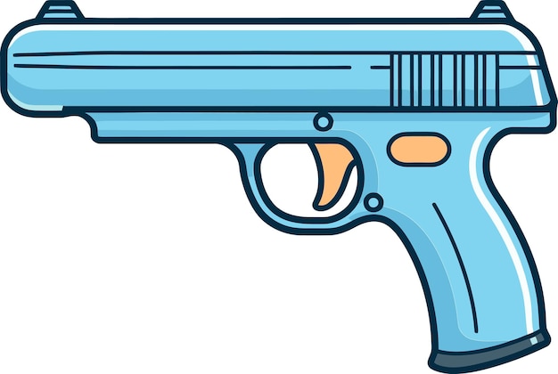 una pistola azul con un mango azul se muestra en un fondo blanco