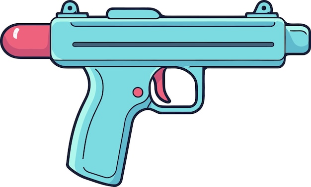 una pistola azul con un punto rosa en la parte superior