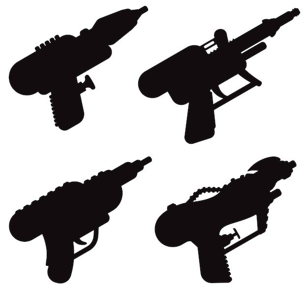 Vector pistola de chorro estilo plano aislado vectores siluetas