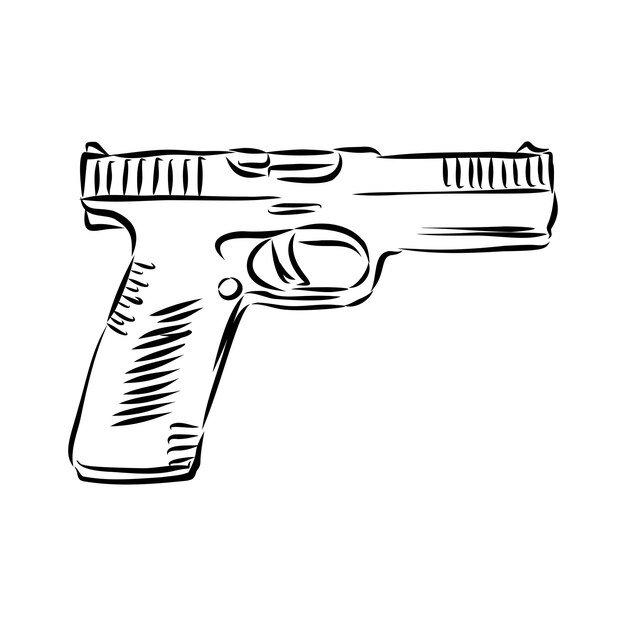 Pistola dibujada a mano aislada. ilustración de dibujo vectorial