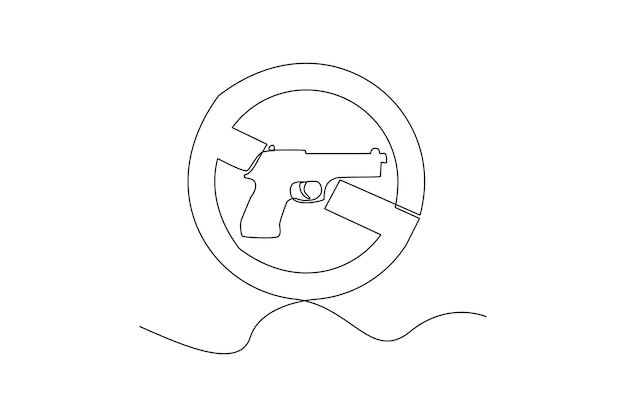 La pistola de dibujo de una sola línea está prohibida. concepto antiterrorista. ilustración de vector gráfico de diseño de dibujo de línea continua.