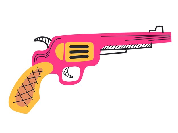 Pistola de glamour rosa revólver occidental concepto aislado Vector diseño gráfico plano ilustración