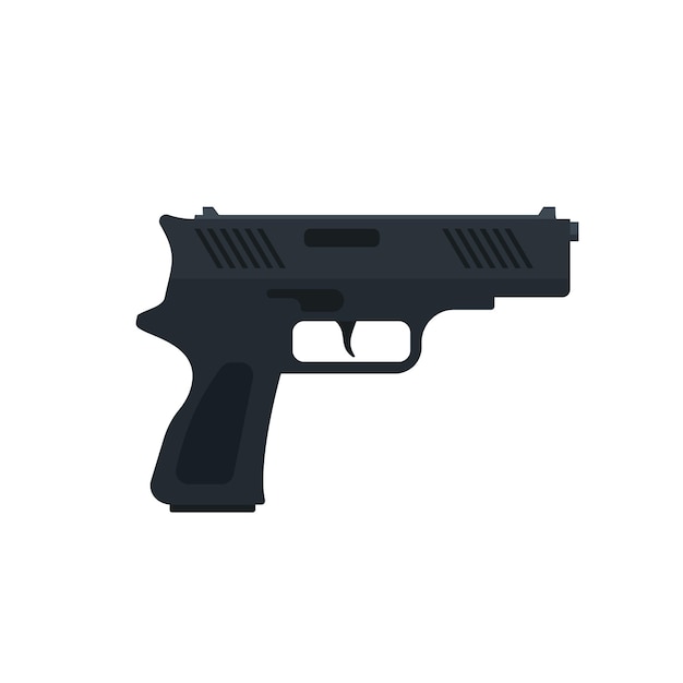 Pistola Icono de pistola Silueta vectorial Ilustración aislada sobre fondo blanco Riesgo en situación de conflicto arma policial y militar Opción de ayuda de defensa contra el agresor enemigo Acción antiterrorista