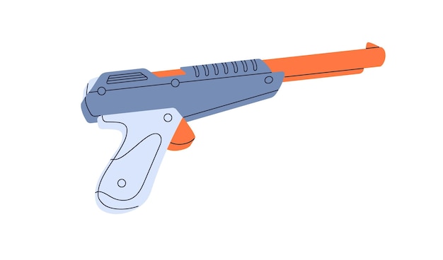 Pistola de juego Pistola láser para videojuego de disparos al estilo de los años 90 Juguete de disparos para jugar a los jugadores rifle de arma de fuego de los años noventa Ilustración vectorial plana nostálgica aislada sobre fondo blanco