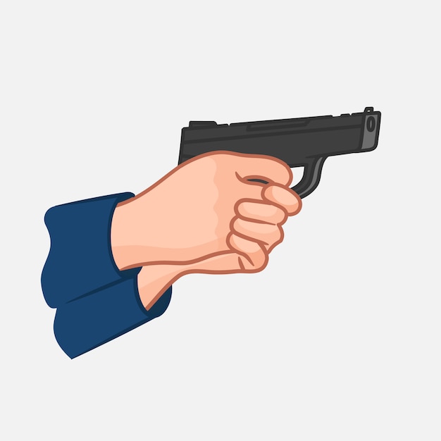 Vector pistola en mano. hombre armado.