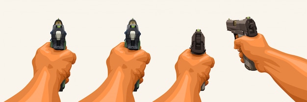 Pistola de mano sujetando en blanco