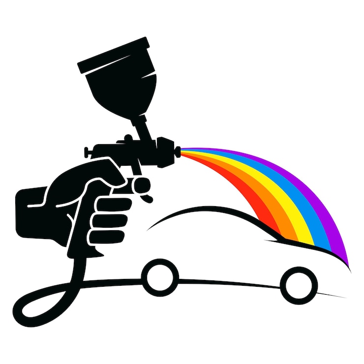 Vector pistola pulverizadora en mano para pintar coches