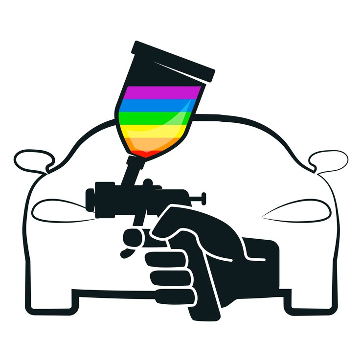 Vector pistola pulverizadora en mano para pintar coches.