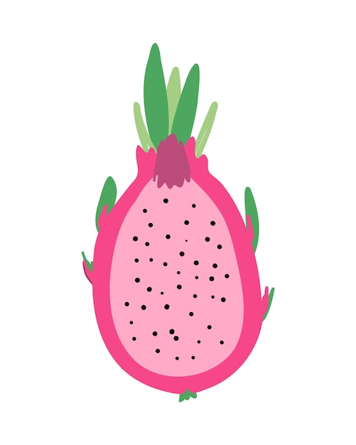 Pitaya de la fruta del dragón cortada a la mitad para el diseño del paquete Pitahaya tropical madura aislada sobre fondo blanco