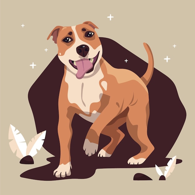 Pitbull dibujado a mano ilustrado