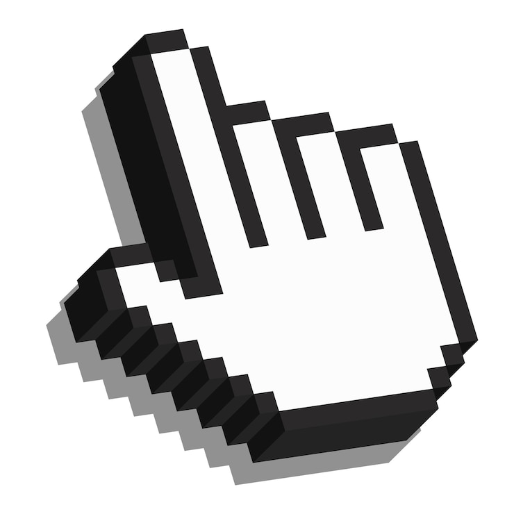 Vector pixel 3d cursor del mouse cursor de la mano del mouse cursor de clic del mouse de la computadora clipart vectorial
