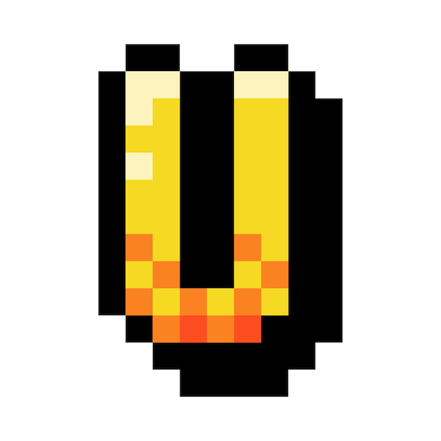 Pixel 8 Bit Letra U en mayúscula como fuente y ilustración vectorial del alfabeto Caracter alfabético del conjunto de tipos