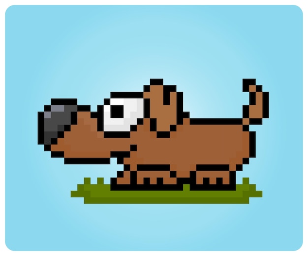 Píxel de 8 bits de perro beagle Animal para juegos de activos en ilustraciones vectoriales Patrón de punto de cruz