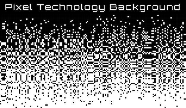 Pixel Abstract tecnología gradiente bw fondo horizontal fondo de mosaico blanco y negro comercial con píxeles fallidos textura de patrón pixelado vector de flujo de grandes datos Ilustración