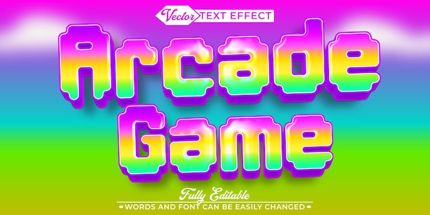 Pixel Arcade Juego Vector Editable Templo de Efectos de Texto
