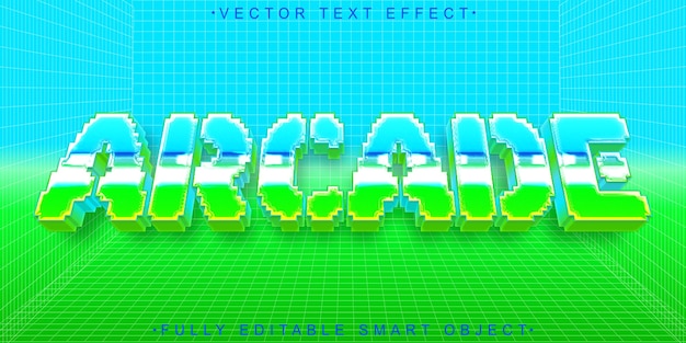 Pixel Arcade Vector Efecto de texto de objeto inteligente totalmente editable