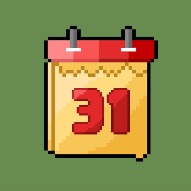 pixel art del 31 en el calendario con marca rasgada