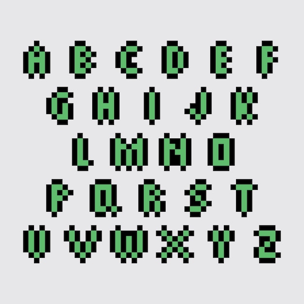 pixel art alfabeto estética diseño de sprite retro