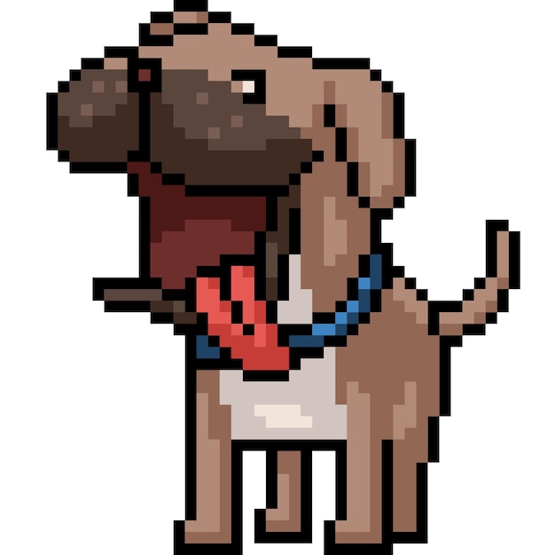 pixel art de una amigable mascota perro