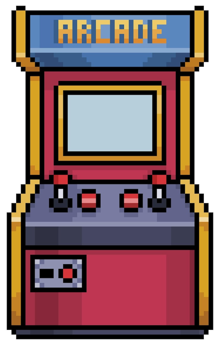 Vector pixel art arcade videojuego elemento de juego de 8 bits sobre fondo blanco.