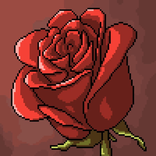 Pixel art artística flor floreciente rosa
