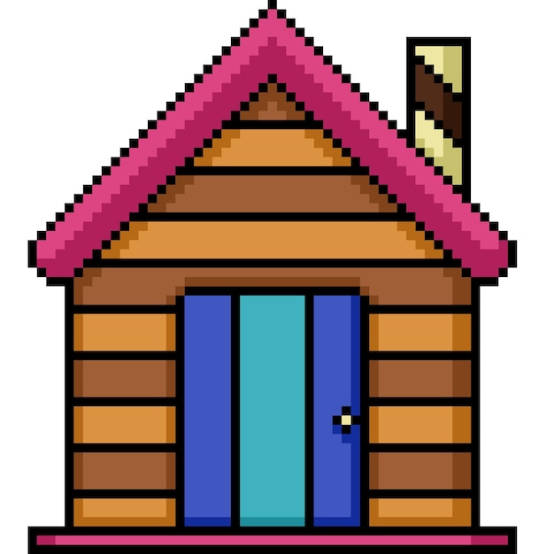 Vector el pixel art de la casa colorida y dulce