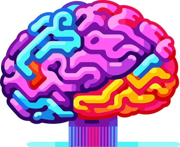 Vector pixel art de un cerebro