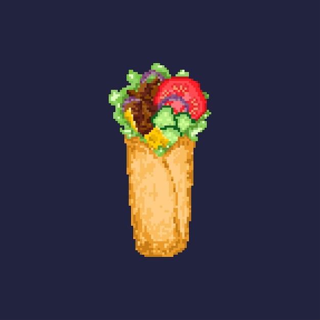 Pixel art comida rápida Pixel kebab Vector