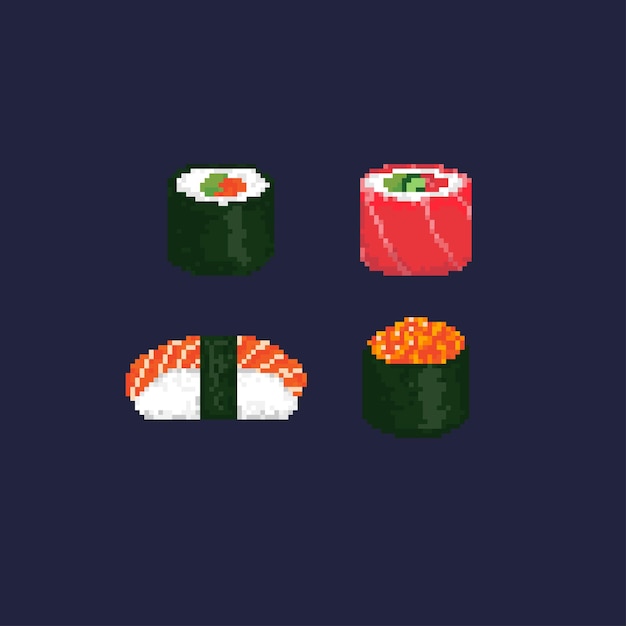 Pixel art comida rápida Pixel sushi Vector