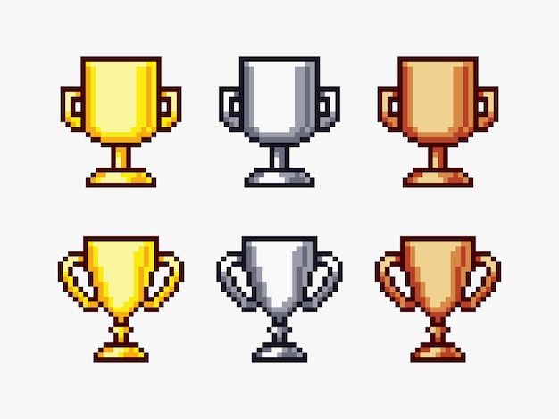 Vector pixel art de copas ganadoras