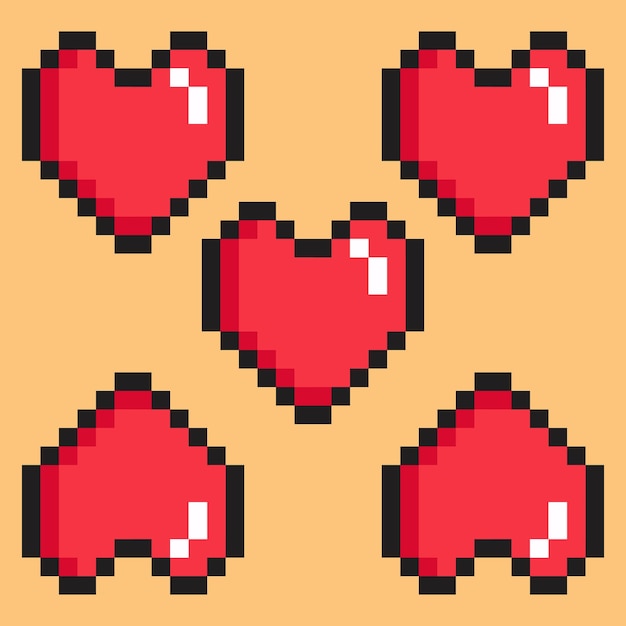 Pixel art corazón amor color icono san valentín