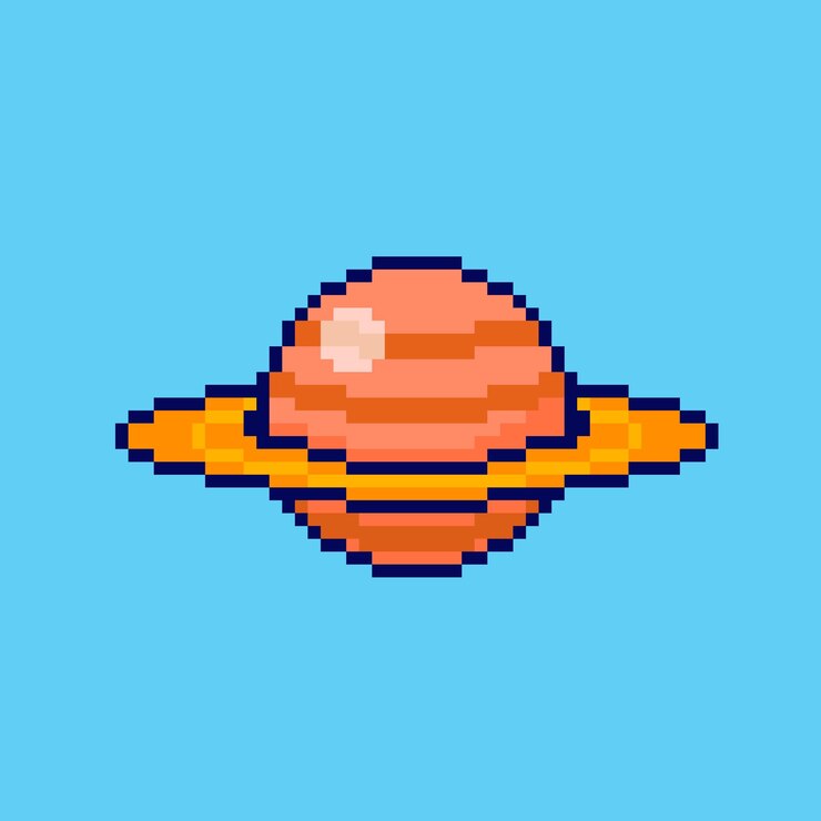 Vector pixel art diseño de activos del juego saturn planet