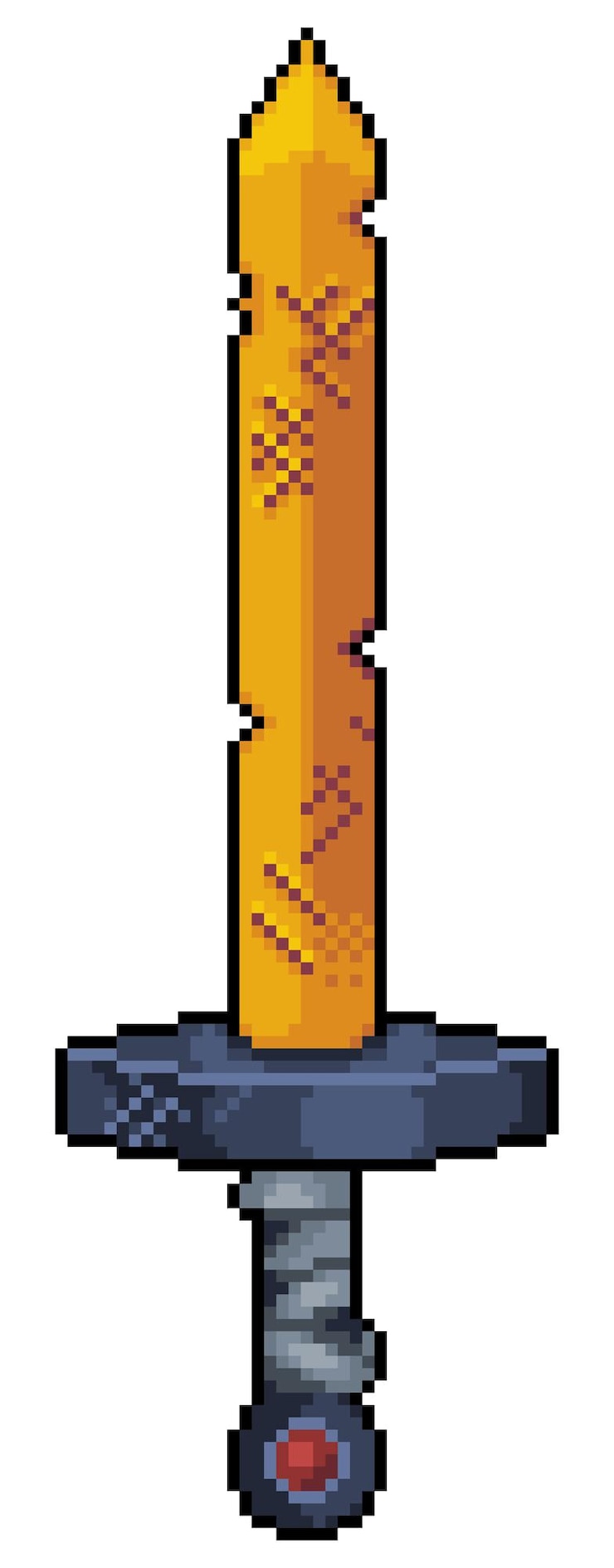 Vector pixel art espada dorada hora de aventura icono juego bit