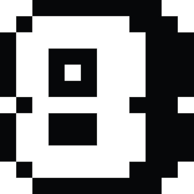 Pixel art estilo de dibujos animados número ocho icono