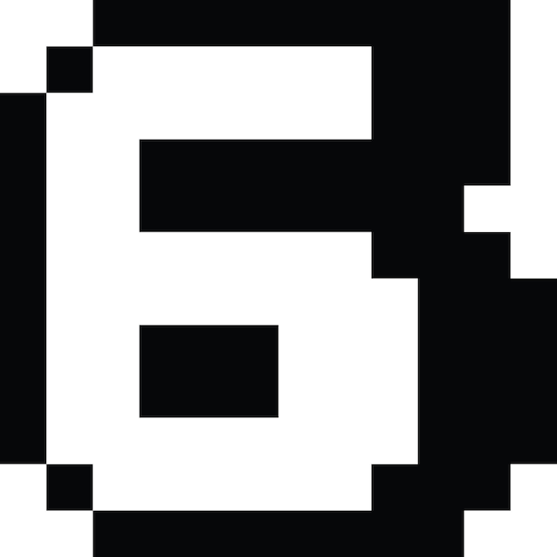 Pixel art estilo de dibujos animados número seis icono