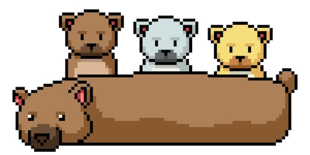 Pixel art familia de osos largos