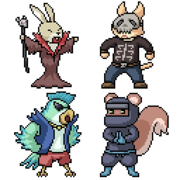 Pixel art de fantasía animal mascota